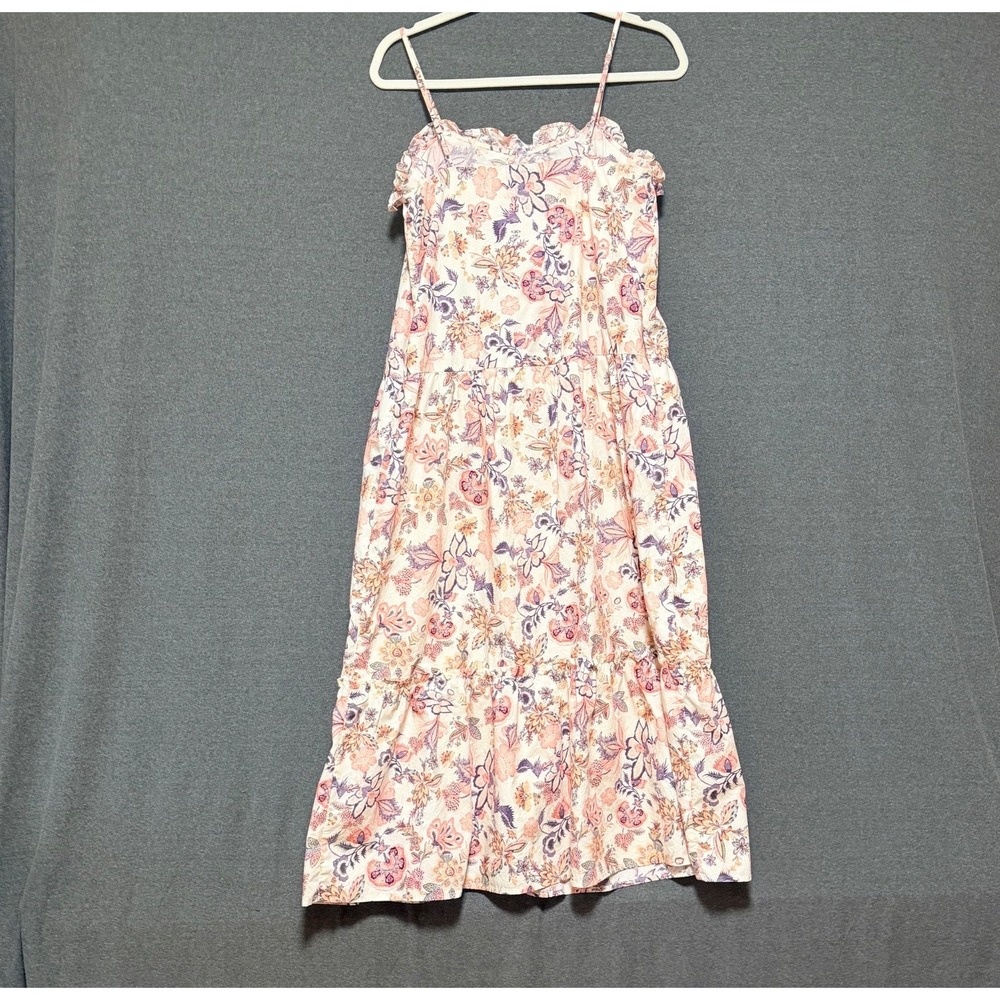 Sundress Tiered‎ Sleeveless Strappy Size S Cottagecore Beachy Pastel Floral - Picture 2 of 11